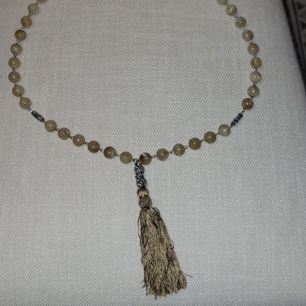 Elegant Beaded Necklace with Tassel